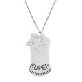 Sterling Silver 'Super' Star CZ Dog Tag Necklace