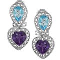 14k White Gold Blue Topaz and Amethyst Earrings