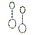 14k White Gold Multi-Sapphire Drop Earrings