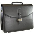 Amico Classic Flap-over Leather Laptop Briefcase