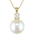 14k Gold South Sea Pearl 1/6ct TDW Diamond Necklace