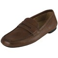 Prada Men's Brown Pebbled Leather Penny Loafers