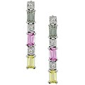 14k White Gold Diamond and Multi-Sapphire Earrings