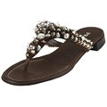 Prada Brown Leather Jeweled Thong Sandals