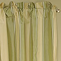Silk Taffeta Green/ Ivory Stripe Curtain (India)