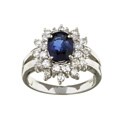 14k White Gold Sapphire and 3/4ct TDW Diamond Ring