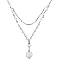 Sterling Silver White Coin Pearl Layered Necklace