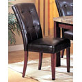 Button-tufted Espresso Leather Parson Chairs (Set of 2)