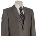 Famous NY Maker Men's Grey Stripe Wool Suit