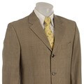 Famous NY Maker Men's Tan Glen Plaid Wool Suit