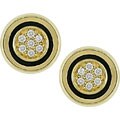 14k Gold Round Diamond Accent and Enamel Earrings