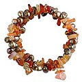 Cultured Pearl Carnelian Bracelet 'Golden Solstice' (Thailand)