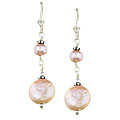 Sterling Silver Pink FW Coin Pearl Earrings