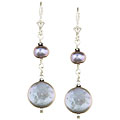 Sterling Silver Light Silver Coin Pearl Earrings