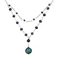 Sterling Silver Peacock Grey Coin Pearl Necklace