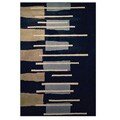 Hand-loomed Blue Notes Wool Rug (3'4 Round)