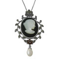 Sterling Silver Onyx Lady Cameo Necklace