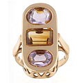 18k Yellow Gold Amethyst and Citrine Cocktail Ring