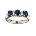 14k White Gold 3 Oval Sapphire Diamond Ring (I, S13)