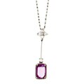 18k White Gold Pink Rectangular Sapphire Necklace