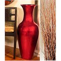 36-inch Tall Red Lacquer Vase and Birch Branches