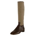 Prada Women's Brown Logo Jacquard Canvas Boots