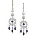 14k Gold Sapphire and 1/4ct TDW Diamond Earrings