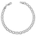 14k White Gold Double Loop Charm Bracelet
