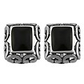 Sterling Silver Square Onyx Filigree Edge Earrings
