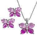 Sterling Silver Pink CZ Butterfly Jewelry Set