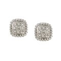 14k White Gold Square Diamond Earrings