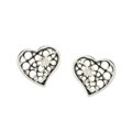 14k White Gold Diamond Heart Earrings