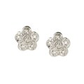 14k White Gold Diamond Flower Earrings