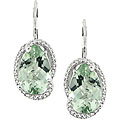 14k Gold Green Quartz 1/3ct TDW Diamond Earrings