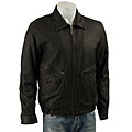 Izod Men's Black Washed Lamb Leather Bomber Jacket