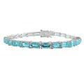 Sterling Silver Emerald-cut Blue Topaz Bracelet