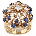 18k Gold 1/10ct TDW Diamond and Sapphire Ring (H, VS1)