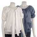Destination LA 1/4-sleeve Top with Pull-string Neck