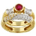 18k Yellow Gold 1ct TDW Diamond and Ruby Ring Set