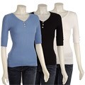 Bette Paige Women's Half-sleeve Ribbed Knit Shirt