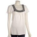Bette Paige Women's Square Neck Jacquard Shirt