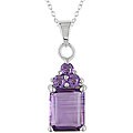 Sterling Silver Amethyst and Rose de France Necklace