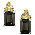 Sterling Silver Smokey Quartz and Citrine Earrings