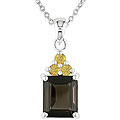 Sterling Silver Smokey Quartz and Citrine Necklace