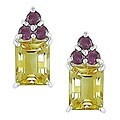 Sterling Silver Citrine and Rhodolite Earrings