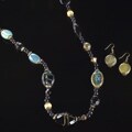 Ceramic and Wood Necklace and Earring Set