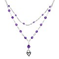 Charming Life Silver Amethyst Heart Charm Layered Necklace