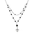 Sterling Silver Onyx Fleur de Lis Layered Necklace