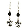 Sterling Silver Charming Life Black Onyx Fleur de Lis Earrings