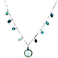 Sterling Silver Coin Pearl Apatite Fringe Necklace